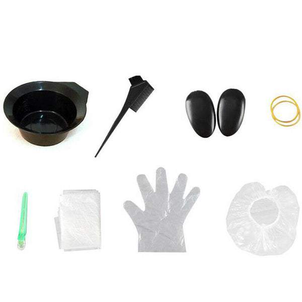 8Pcs Hair Color Dye Bowl Comb Brushes gloves hat Tool Kit Dye Bowl Comb Brus Hn