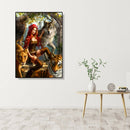 5D DIY Diamond Painting Full Drill Women and Wolf Cross Stitch Embroidery