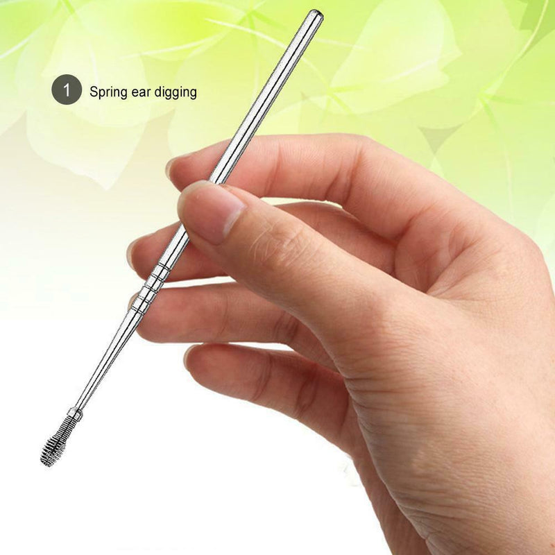 5Pcs Stainless Steel Ear Wax Cleaner Easy Swab Earwax Removal Earpick Tool+Case