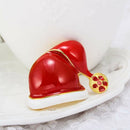 Gorgeous Red Enamel Christmas Santa Claus Hat Decoration Xmas Brooch Pins