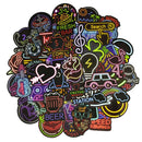 50Pcs neon light style cute stickers for suitcase laptop guitar cool doodleQ9