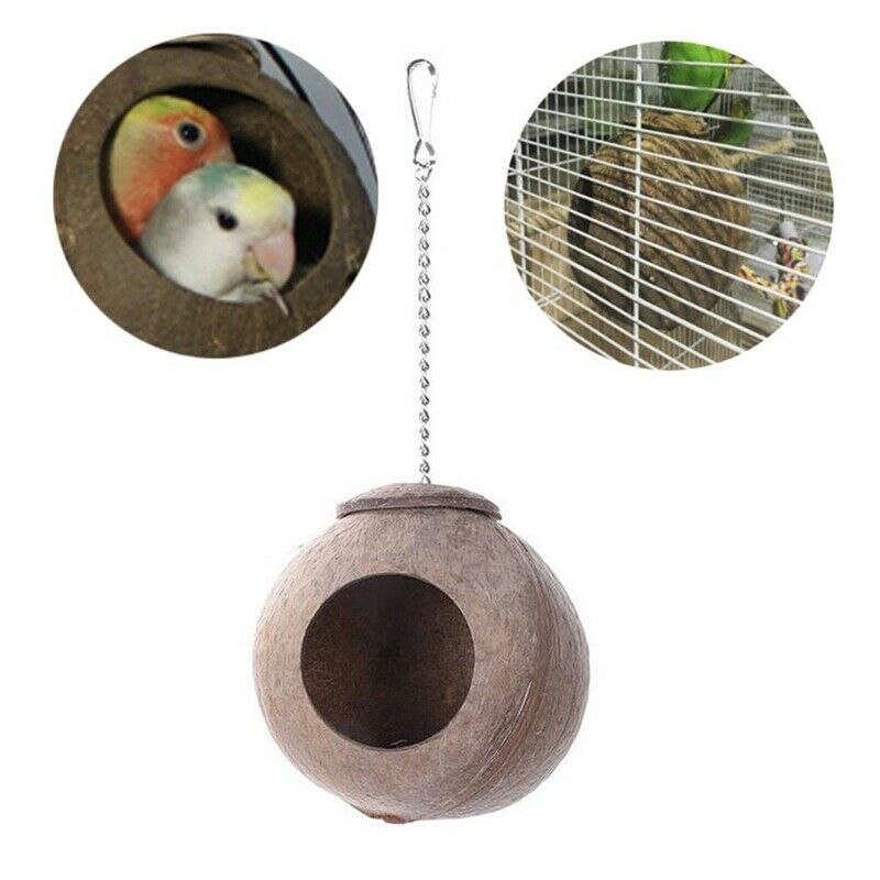 Natural Coconut Shell Bird Nest House Hut For Pet Parrot Budgies Parakeet C Q3P3