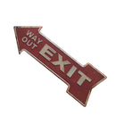 Retro Style WAY OUT Exit Art Decor Arrow Shape Cast Iron Painted Metal Plate