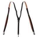 Coffee Faux Leather Adjustable Band Suspenders Braces Y4G4