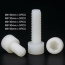 25pc M6 x(30-50mm) White Plastic Nylon Socket Cap Screw Hex Head Allen Bolts Kit
