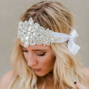 Crystals Rhinestone Headband with Ribbon Headpiece Hair Accessory for Women