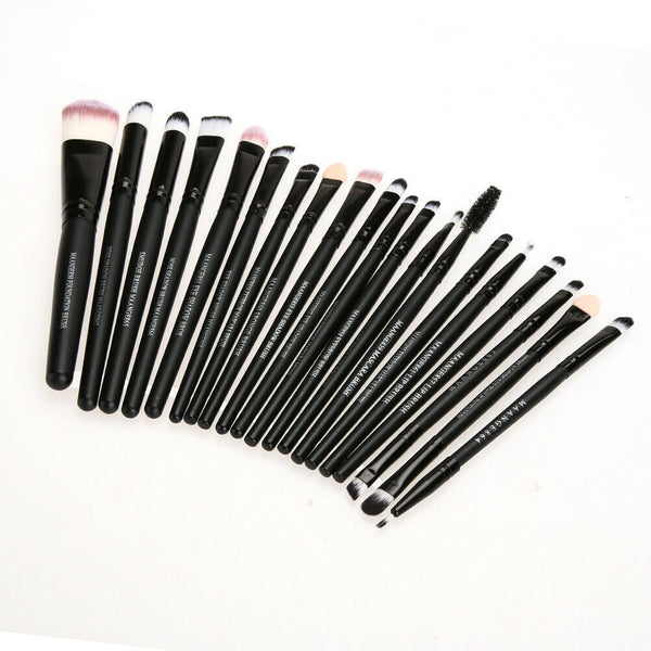 20pcs Eye Brushes Set Eyeshadow Foundation Brush Makeup Tools (Black) A#S
