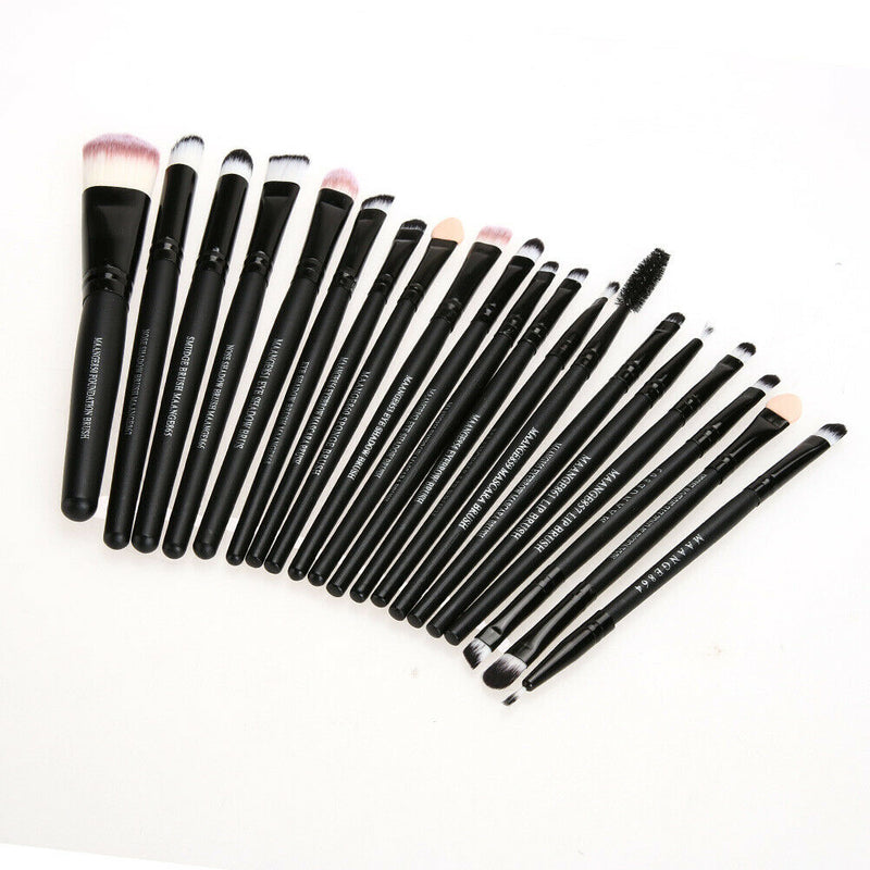 20pcs Eye Brushes Set Eyeshadow Foundation Brush Makeup Tools (Black) A