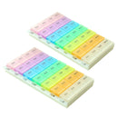 2pcs Medicine Organizer Rainbow Weekly Pill Box Storage Container 7 Da GNR