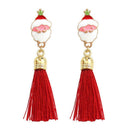 Christmas Earrings Santa Claus Tassel Long Dangles Ear Jewelry (Style 1) A