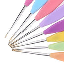 8pcs Aluminum Needle Plastic Handle Yarn Stitching Weave Crochet Hooks Kit