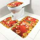 3 Pc/set Happy Santa Toilet Seat Cover Rug Bathroom Set Decor XMAS Christmas