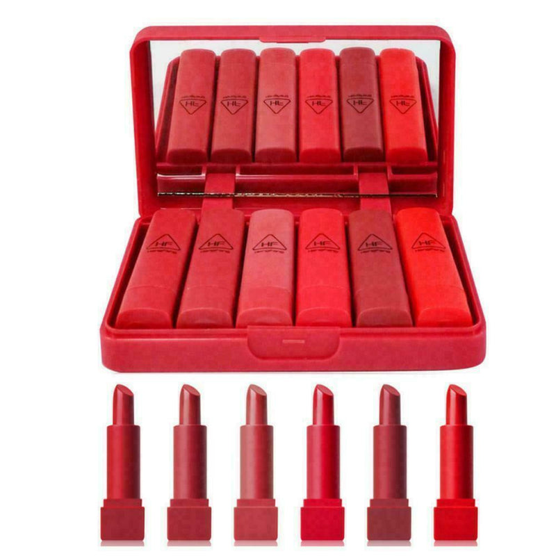 6Pcs Long lasting Lipstick Kissproof Makeup Waterproof Moisturizing