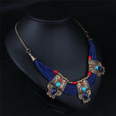 Retro Turquoise Coral Blue Bead Tibetan Necklace Lapis Lazuli Stone Unique IJZ