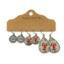 3 Pairs Retro Drop Earrings Boho Dangles Women Beach Jewelry Gift (Style 3) A