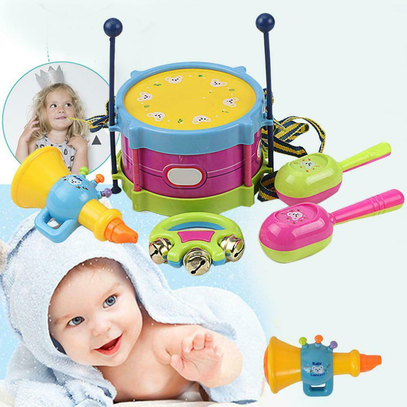 5pcs/Set Plastic Drum Musical Instruments Band Kit Music Toys for Children