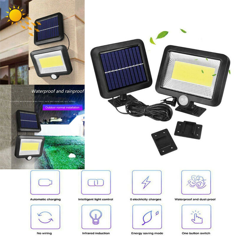 Solar Powered Motion Sensor 100LED Security Wall Light Outdoor Gate Garden Lamp