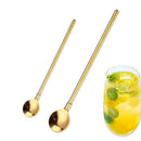 10 Pcs/Set Straw Spoon Reusable Stainless Steel Drinking Spoons Straw with