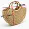 Handmade Beach Bag Round Straw Totes Bag Large Bucket Summer Bags Women Nat F2J7