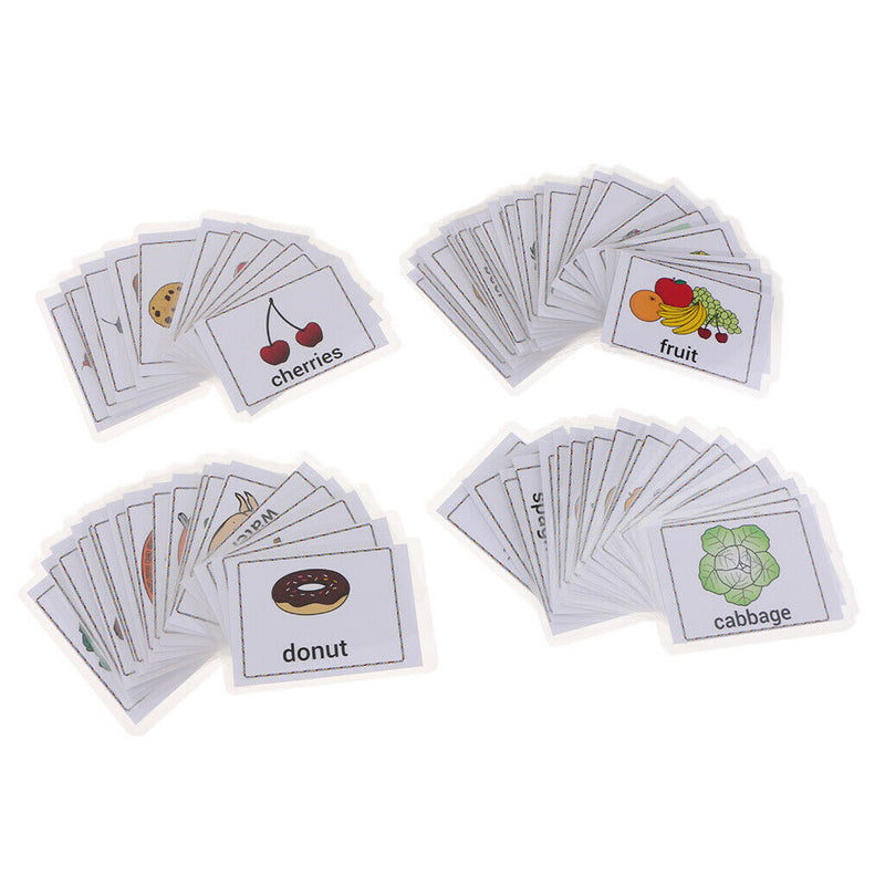 80Pcs English Sight Word Flash Cards Food Pictures for Kids Early Education=