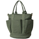 Fashion Canvas Pleated Double Pocket Tote Bag Fashion Shoulder Cross Body B