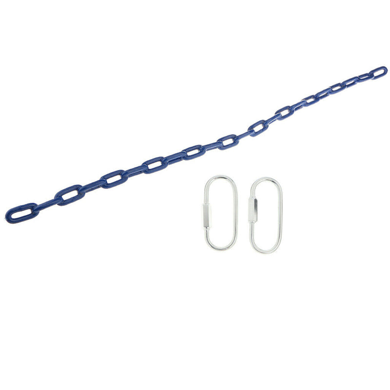 Durable 1.5M Metal Swing Chain Link Rope & 2pcs Snap Hook Swing Playset Blue