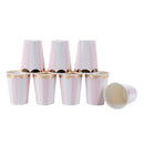 Gilding High-end Disposable Tableware Set Pink Striped Paper Plates Cups Na N8Z4