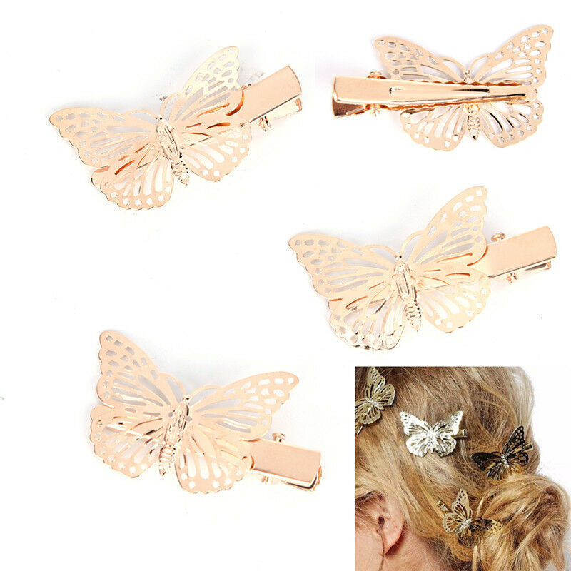 1X Women Shiny Golden Butterfly Hair Clip Headband Hair Accessories Headpiece  Z