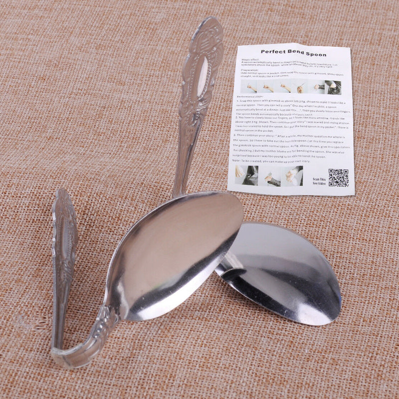 2pcs Magic Trick Perfect Mind Bend Spoon Bending Gimmick Close Up Magician Prop