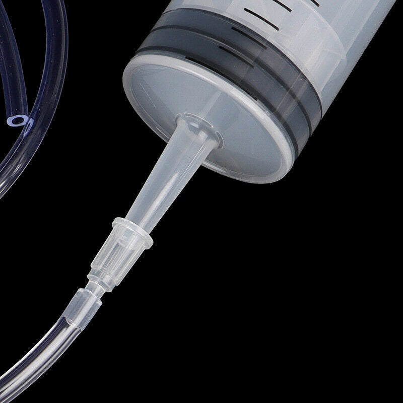 200ml Large Capacity Syringe Reusable Pump Oil Measuring with 1m Silicone Tub OZ