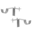 2PCS Curtain Rod Bracket Single/Double Curtain Rod No Drilling Single_Silver