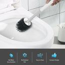 Toilet Brush and Base Kit with Aluminum Handle and Soft Silicone Bristles S