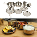 8pcs Outdoor Camping Picnic Cookwares Stainless Steel Cooking Bowl Pan Set