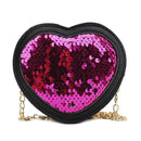 Sequins Heart Shaped Shoulder Handbags Kids Girls Crossbody Bags (Rose Red)