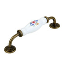 Flower Ceramic Bar Handle Kitchen Door Pull Cabinet Drawer Knob Length 150mm