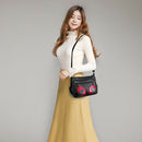 Retro Mummy Leather Flower Shoulder Totes Women Multi-zipper Crossbody Bags