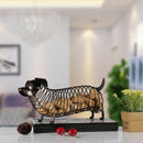 Metal Animal Statue Dachshund Wine Cork Container Modern Artificial Iron Cr