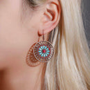 National style earrings  round hollowed Drop earrings bohemian retro flower