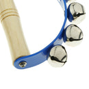 Polished Wood Handle Hand Shaker Jingle Bells Baby Toddlers Grasp Catch Training