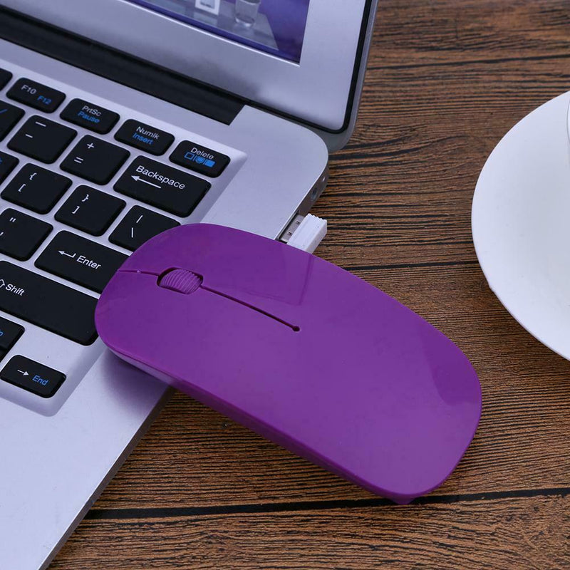 2.4GHz 1,000DPI Ultra-thin 3-Button Wireless Photoelectric Mouse (Purple)