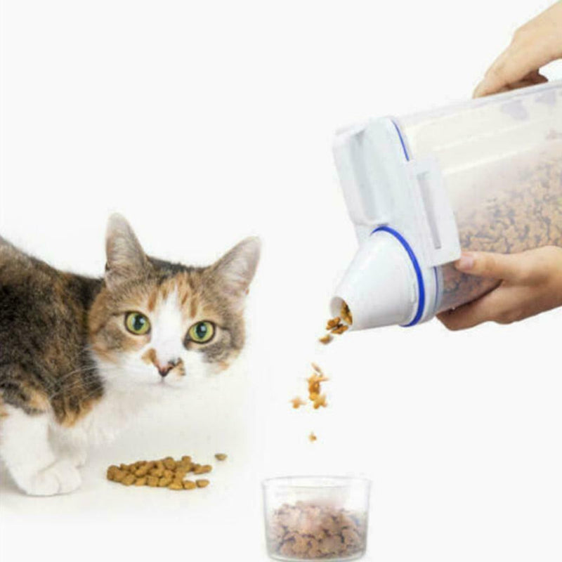 1.5L Pet Food Storage Container Airtight Dog Cats with Cup Measuring Clear G9S0