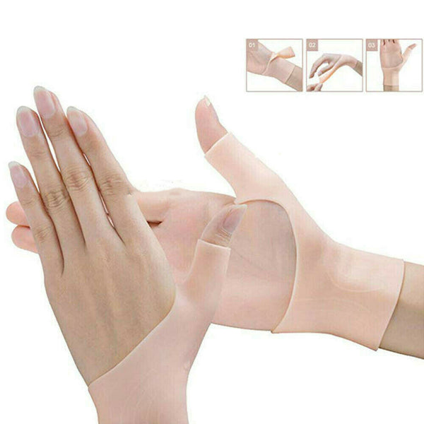 2Pcs Silicone Gel Wrist Thumb Support Braces for Arthritis Joint Sprains