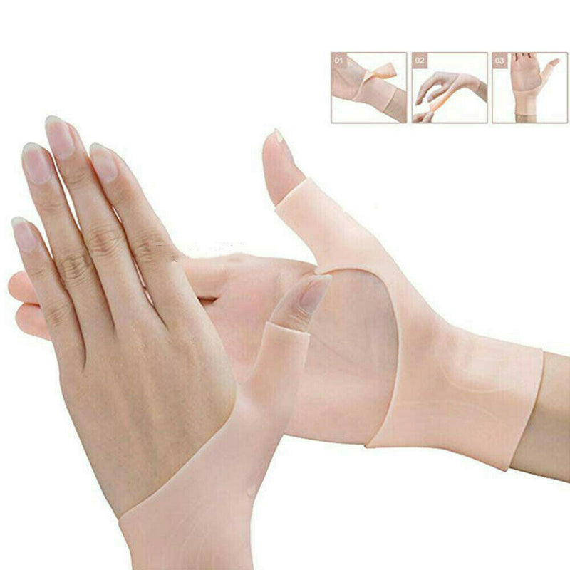 2Pcs Silicone Gel Wrist Thumb Support Braces for Arthritis Joint Sprains