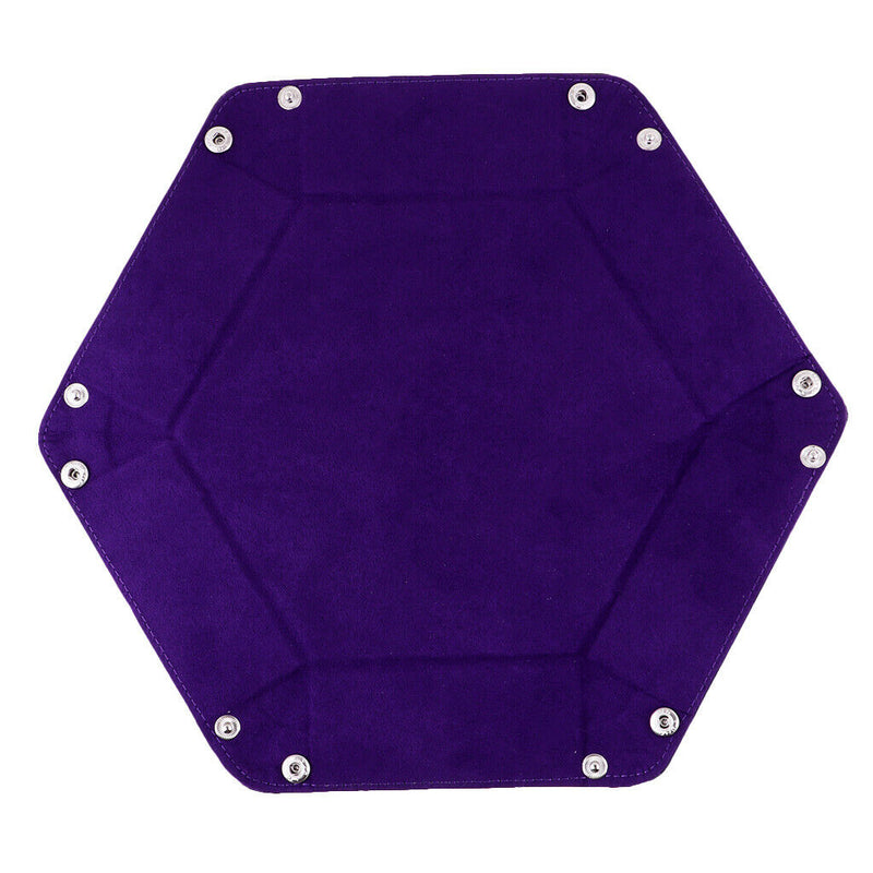 Dice PU Leather Folding Hexagon Tray Velvet for RPG DnD Dice Game Storage A