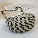 Round Thick Cotton Rope Woven Bags Women Beach Messenger Shoulder Handbags