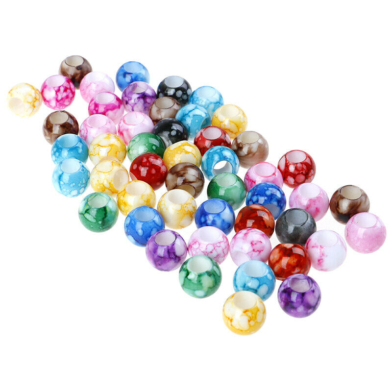 50x Acrylic Round Hair Beads Braids Diy Dreadlock Beads Hair Extension Jewelr Kw