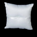10cmx10cm Satin Flower Beaded Wedding Pocket Ring Pillow-White