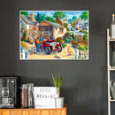 5D DIY Full Round Drill Diamond Painting Artless Village Cross Stitch Decor A