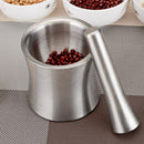 1X(Stainless Steel Garlic Pounder Leak Proof Cover Mortar Pot Mortar Pestle