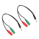 2 Pcs 3.5mm Audio Mic Splitter Y Cable Headphone Adapter Male To Dual Female